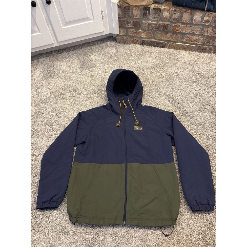 LL Bean Mountain Classic Jacket Womens Medium Blue Primaloft Hooded Full Zip Up